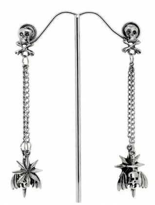 Earrings Flying Skull