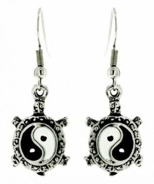 Yin Yang Emblem Drop Earrings