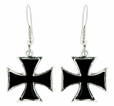 Iron Crosses Black Earrings
