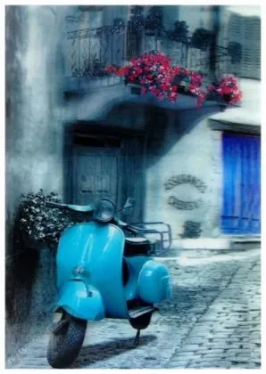 3D Poster Retro Roller Blau