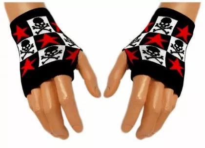 Hand Mittens Red Stars & Skulls