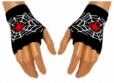 Hand Mittens Red Spider Web