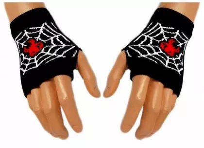 Hand Mittens Red Spider Web