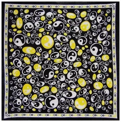 Bandana Head Wrap Scarf Yellow Yin Yang