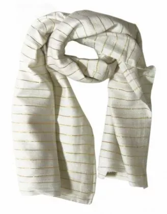 Baumwolle Polyester Tuch Weiß & Gold