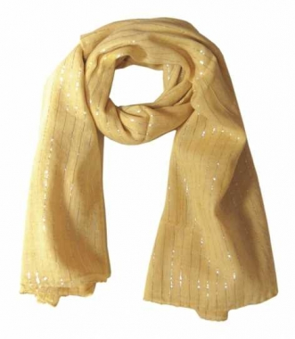 Cotton Polyester Scarf Beige & Silver