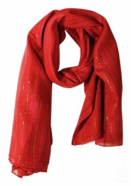 Cotton Polyester Scarf Red & Multi