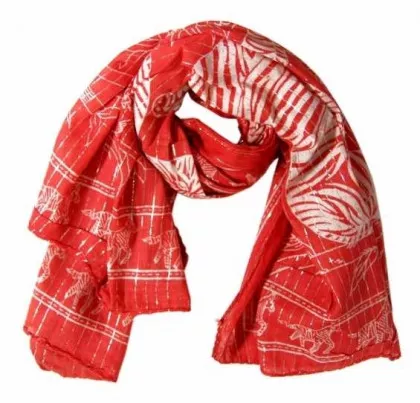 Baumwolle Polyester Tuch Rot & Silber