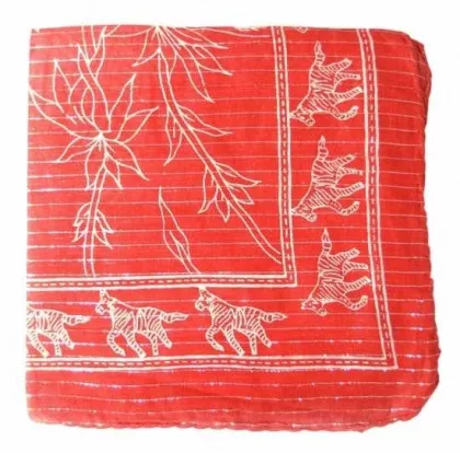 Baumwolle Polyester Tuch Rot & Silber