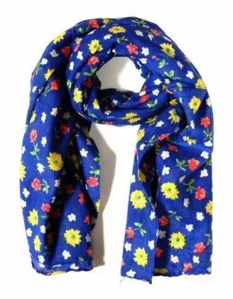Bedrucktes Halstuch Blau mit Blümchen