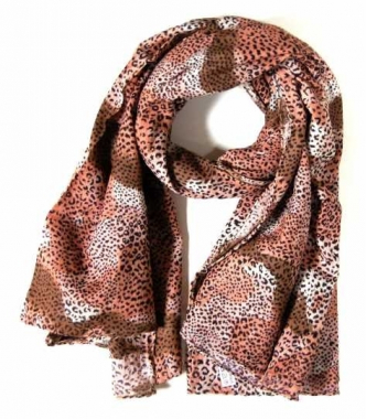 Printed Cotton Scarf Brown Leopard