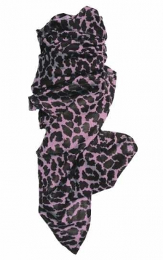 Printed Cotton Scarf Purple Leopard