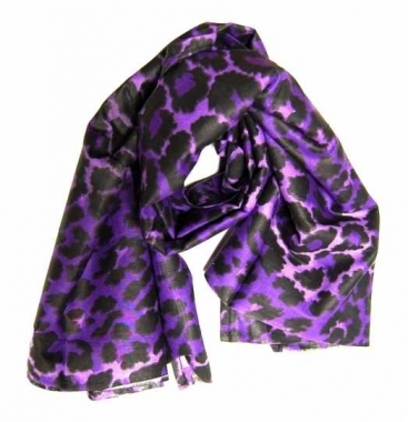 Printed Cotton Scarf Purple Leopard | 090