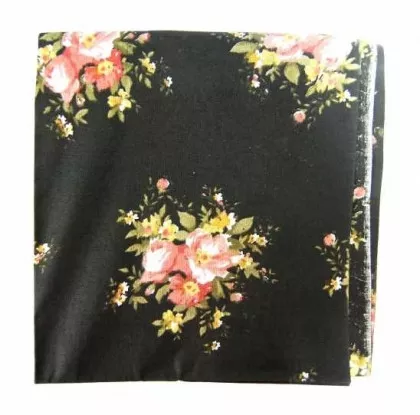 Bedrucktes Halstuch Blumenmuster Schwarz & Rosa