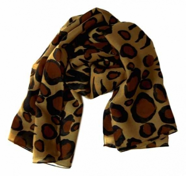 Printed Polyester Scarf Leopard Pattern