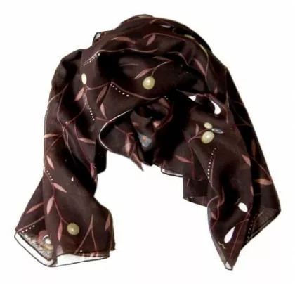 Bedrucktes Polyestertuch Braun Blumen Muster