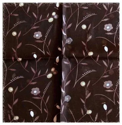 Printed Polyester Scarf Brown Flower Pattern