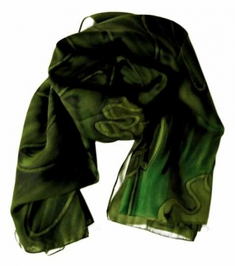 Printed Polyester Scarf Nature Pattern Green