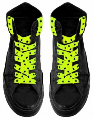 Shoe Laces - Neon Yellow Stars