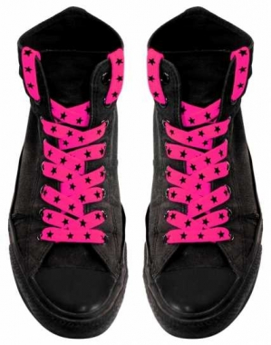 Shoe Laces - Pink Stars