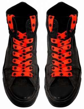 Shoe Laces - Orange Iron Cross
