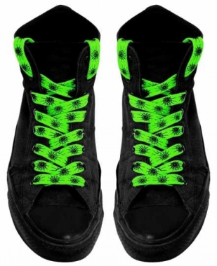 Shoe Laces - Green Spider Web