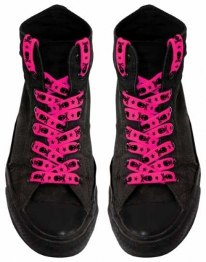 Shoe Laces - Pink Skulls