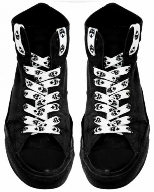 Shoe Laces - White Punk Skulls