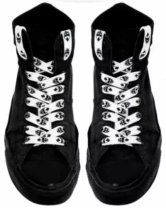 White Punk Skull Shoelaces
