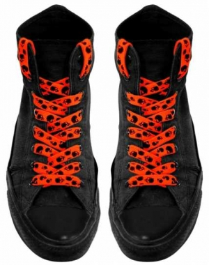 Shoe Laces - Orange Skulls & Stars