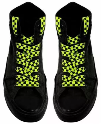 Neon Yellow Check Shoelaces