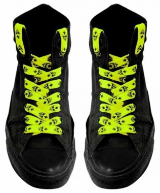 Shoe Laces - Fluorescent Yellow Skulls