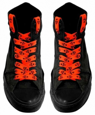 Shoe Laces - Fluorescent Orange Skulls