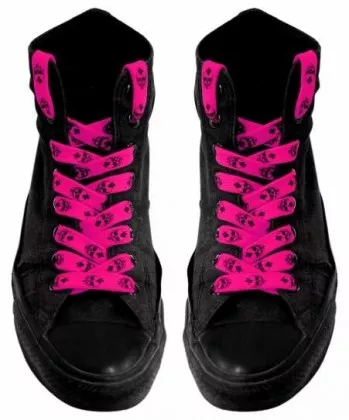 Schnürsenkel Neon Pink Totenköpfe