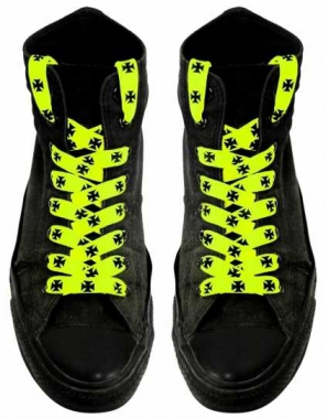 Shoe Laces - Iron Cross (Neon Yellow)