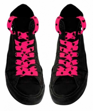 Shoe Laces - Card Symbols (Neon Pink)