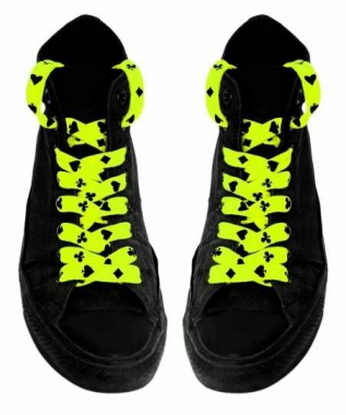 Shoe Laces - Card Symbols (Neon Yellow)