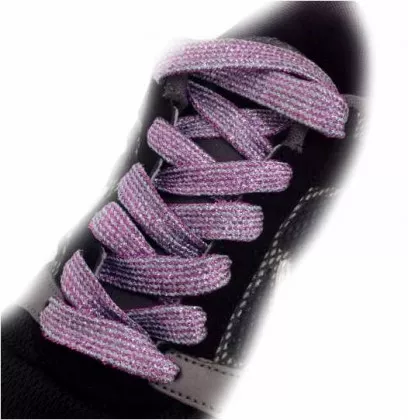 Schnürsenkel Glitzereffekt Pink & Silber Streifen