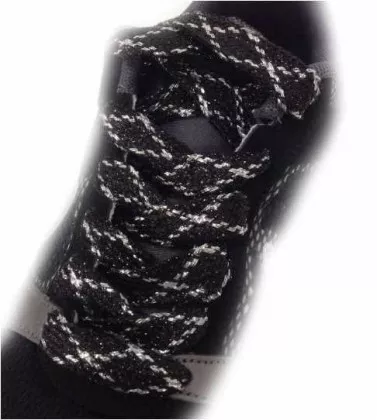 Schnürsenkel Glitzereffekt Schwarz & Silber