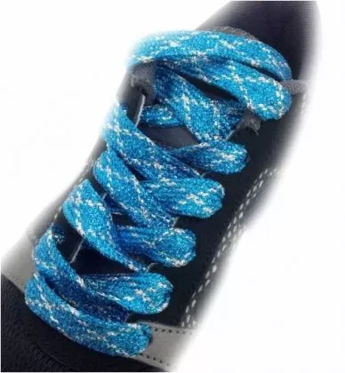 Schnürsenkel Glitzereffekt Blau & Silber