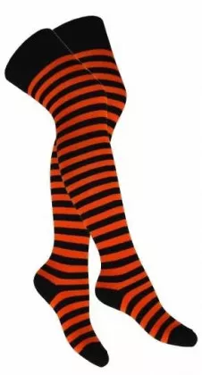 Over Knee Strümpfe Schwarz Orange Gestreift