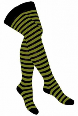Over Knee Thigh Socks Olive Green Stripes