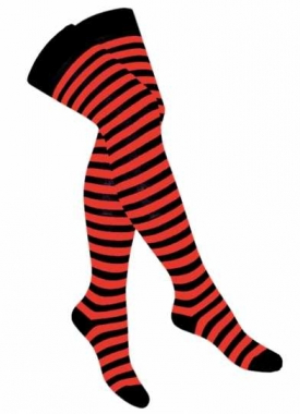 Over Knee Thigh Socks Black & Orange Striped