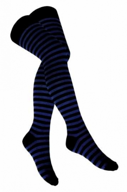 Over Knee Thigh Socks Dark Blue Stripes