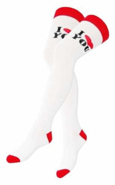 Over Knee Thigh Socks Red & White I love you