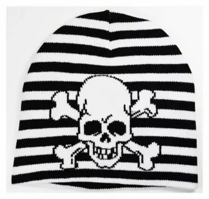 Schal - Mützen & Handschuhe im Set - Totenkopf mit schwarz weißen Streifen