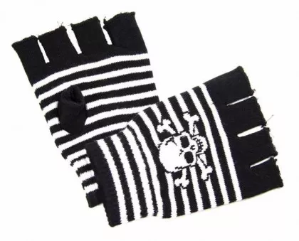 Schal - Mützen & Handschuhe im Set - Totenkopf mit schwarz weißen Streifen