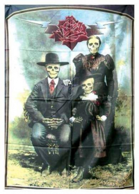 Posterfahne Skelett Familie