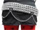 Pyramid studded leather belt 4 row with chain