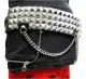 Pyramid studded leather belt 4 row with chain